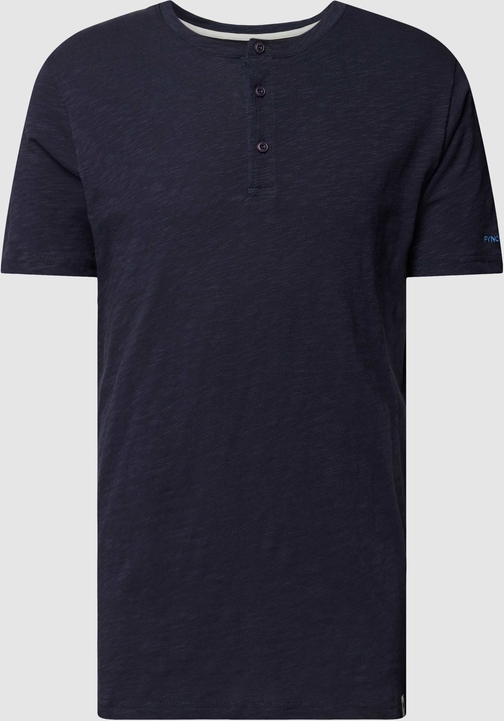 Granatowy t-shirt Fynch Hatton z bawełny z krótkim rękawem