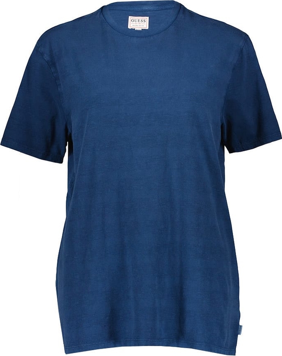 Granatowy t-shirt Guess z krótkim rękawem w stylu casual z okrągłym dekoltem