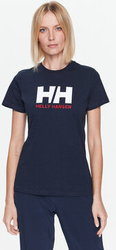 Granatowy t-shirt Helly Hansen z krótkim rękawem z okrągłym dekoltem
