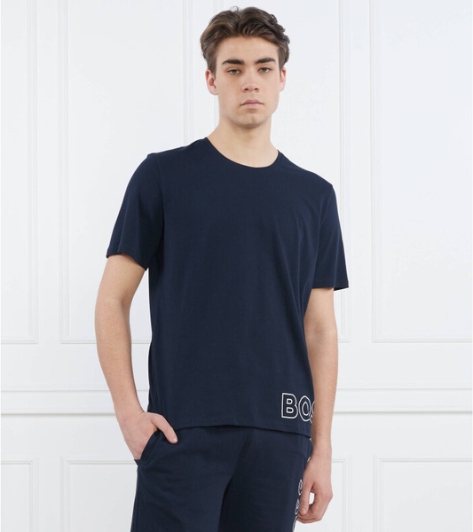 Granatowy t-shirt Hugo Boss w stylu casual z bawełny