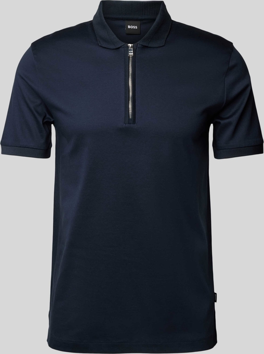 Granatowy t-shirt Hugo Boss w stylu casual z krótkim rękawem z bawełny