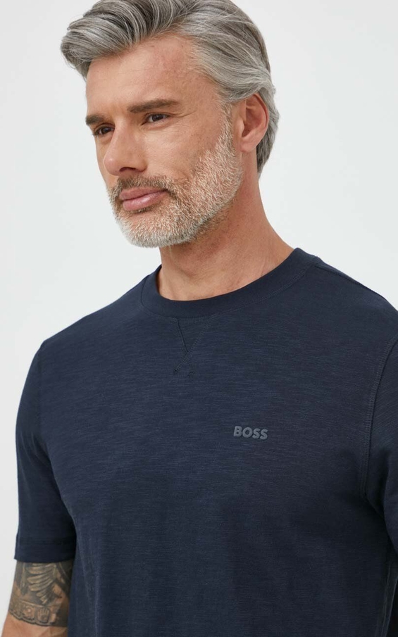 Granatowy t-shirt Hugo Boss z krótkim rękawem