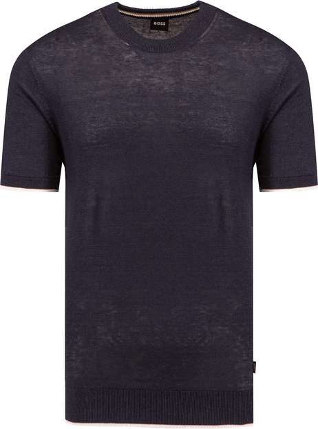 Granatowy t-shirt Hugo Boss z krótkim rękawem w stylu casual