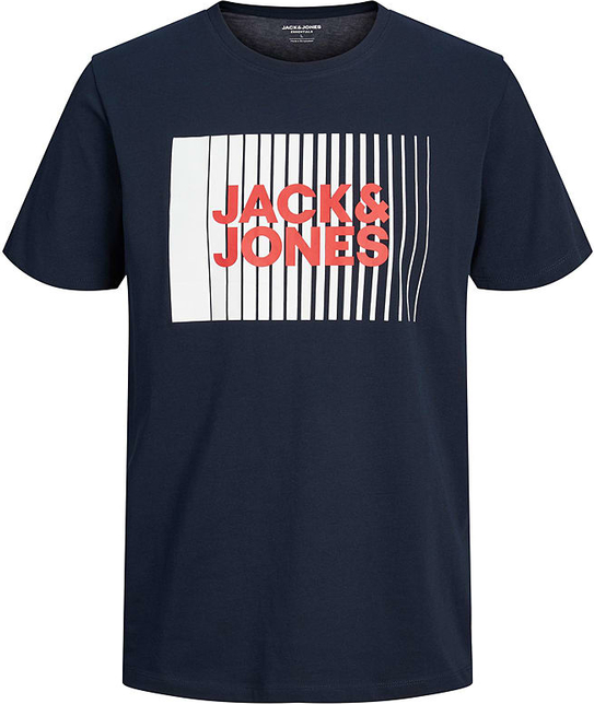 Granatowy t-shirt Jack & Jones z krótkim rękawem