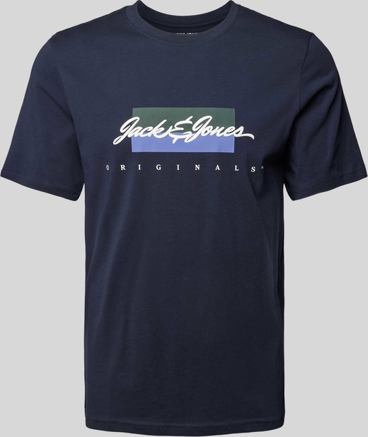 Granatowy t-shirt Jack & Jones z nadrukiem
