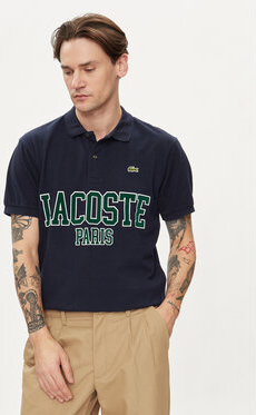 Granatowy t-shirt Lacoste w młodzieżowym stylu z krótkim rękawem