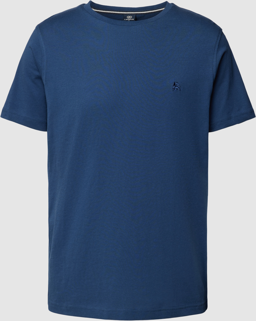 Granatowy t-shirt Lerros z krótkim rękawem w stylu casual