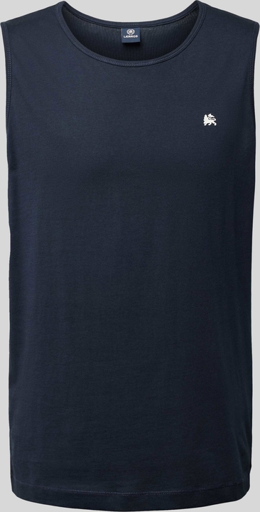 Granatowy t-shirt Lerros z krótkim rękawem z bawełny w stylu casual