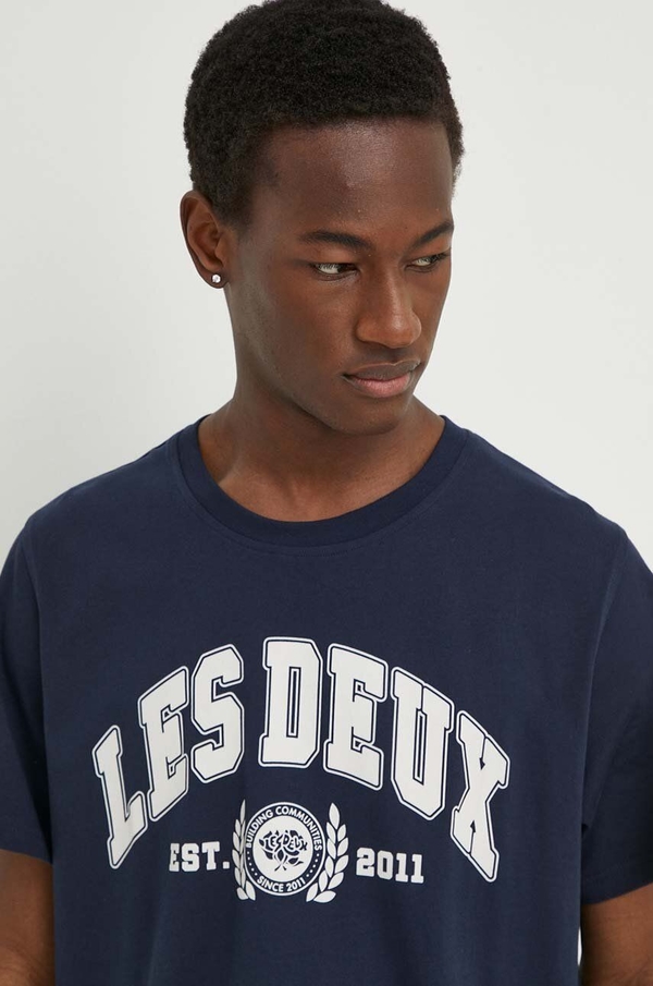 Granatowy t-shirt Les Deux z bawełny