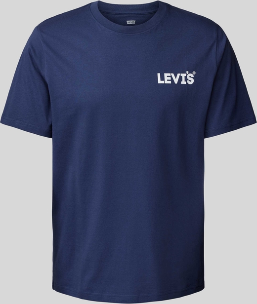 Granatowy t-shirt Levis z krótkim rękawem z bawełny