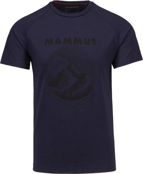 Granatowy t-shirt Mammut z tkaniny z krótkim rękawem w młodzieżowym stylu