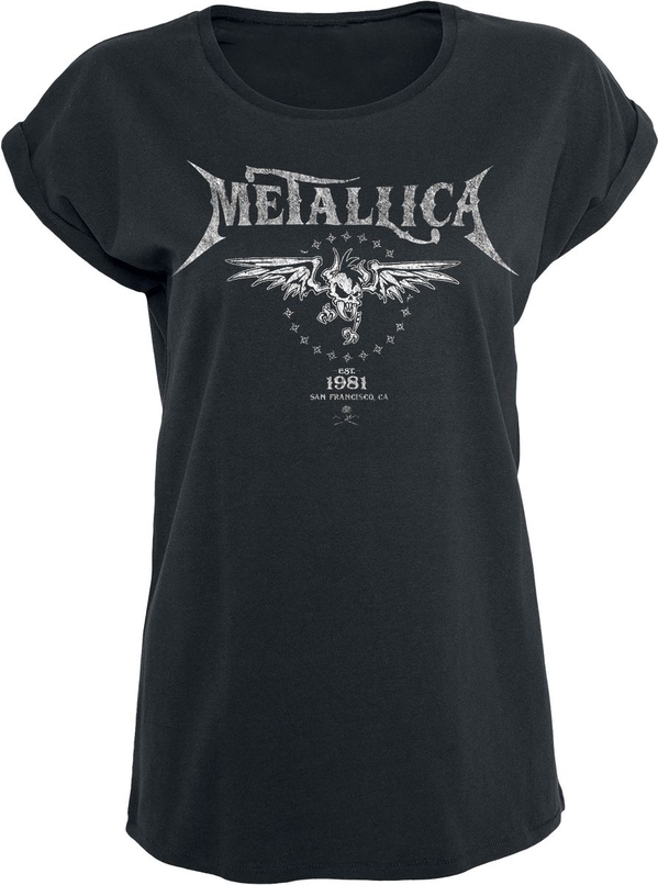 Granatowy t-shirt Metallica z bawełny z krótkim rękawem