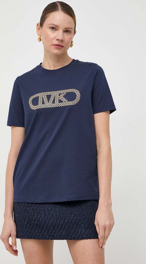 Granatowy t-shirt Michael Kors z bawełny w młodzieżowym stylu z krótkim rękawem