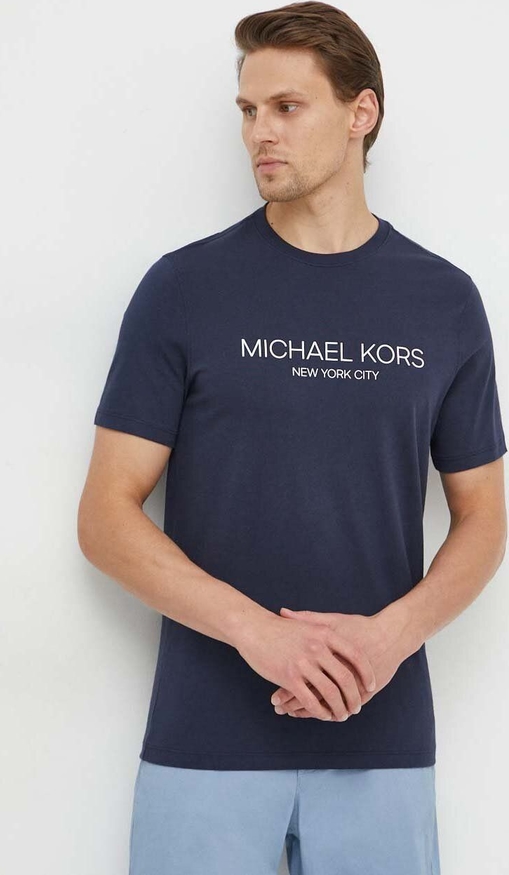 Granatowy t-shirt Michael Kors z nadrukiem z bawełny w młodzieżowym stylu