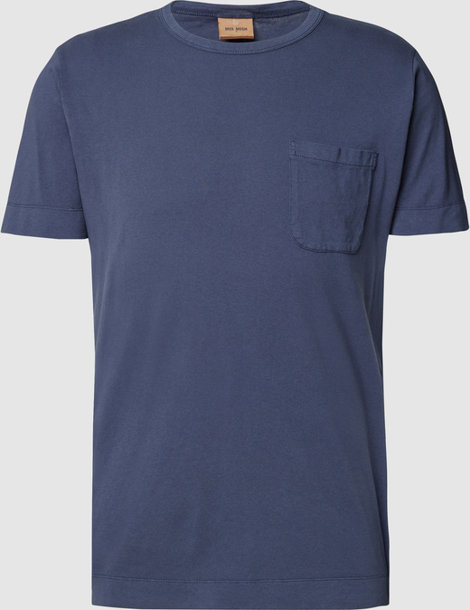 Granatowy t-shirt Mos Mosh z krótkim rękawem z bawełny
