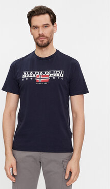 Granatowy t-shirt Napapijri z krótkim rękawem
