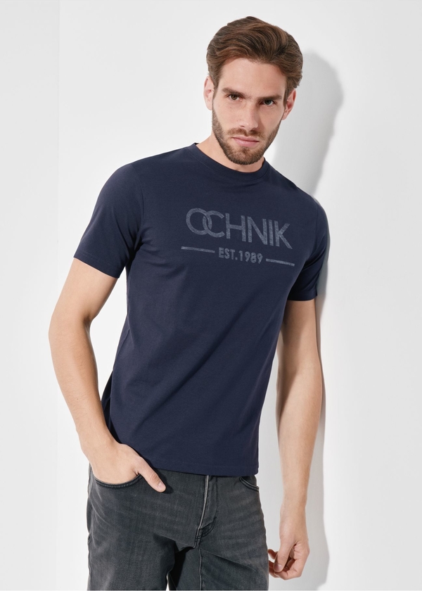 Granatowy t-shirt Ochnik z krótkim rękawem
