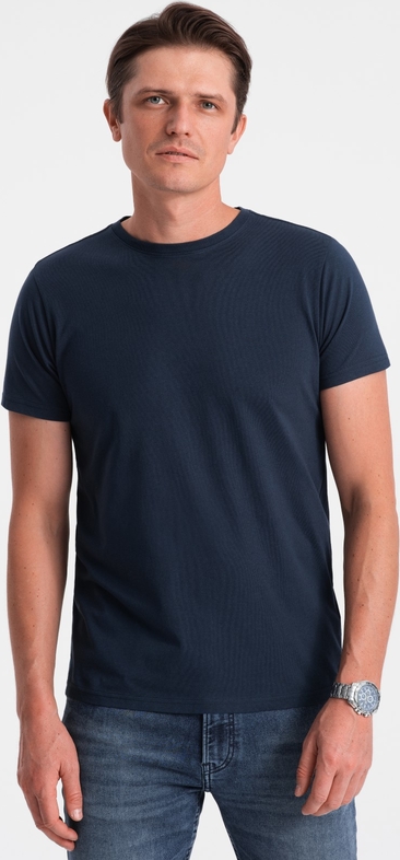 Granatowy t-shirt Ombre z krótkim rękawem z bawełny