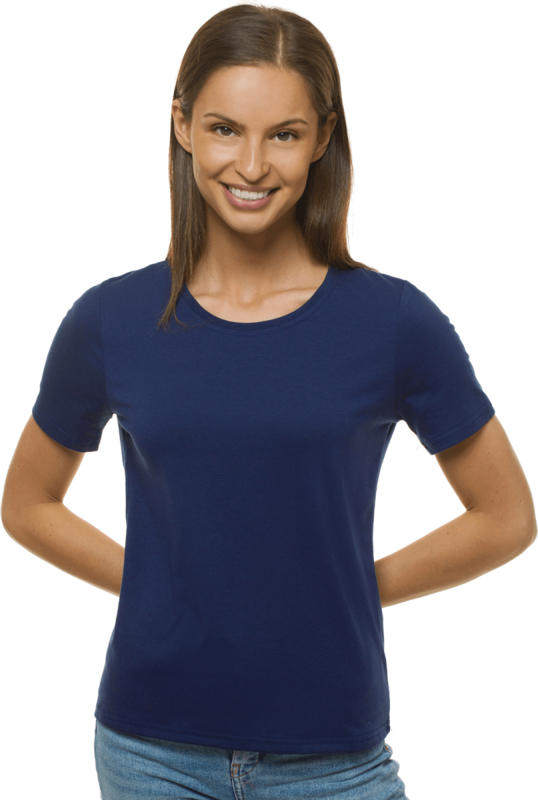 Granatowy t-shirt OZONEE GIRLS z dresówki z krótkim rękawem z okrągłym dekoltem