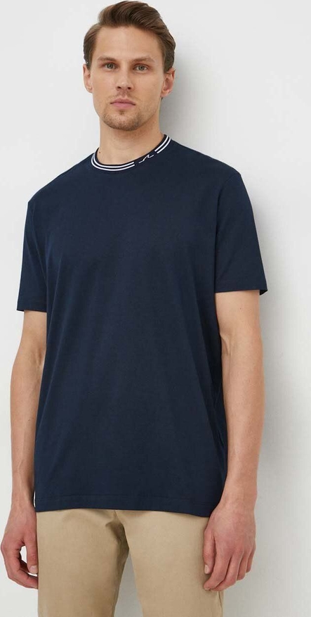 Granatowy t-shirt Paul&shark w stylu casual z krótkim rękawem z bawełny