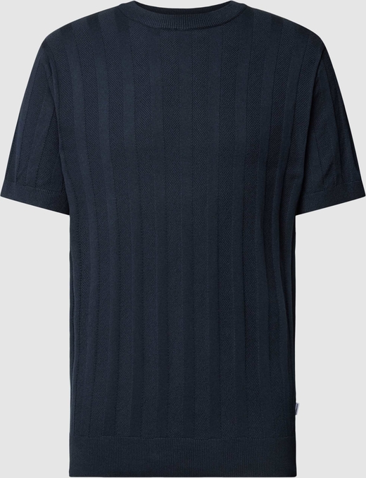 Granatowy t-shirt Peek&Cloppenburg z krótkim rękawem