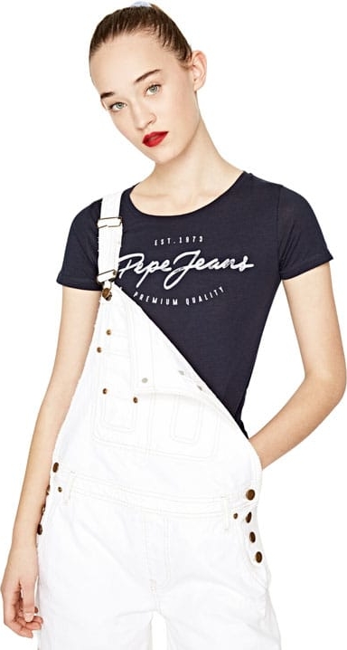 Granatowy t-shirt Pepe Jeans w młodzieżowym stylu