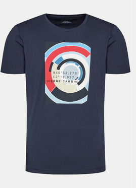 Granatowy t-shirt Pierre Cardin z krótkim rękawem w młodzieżowym stylu