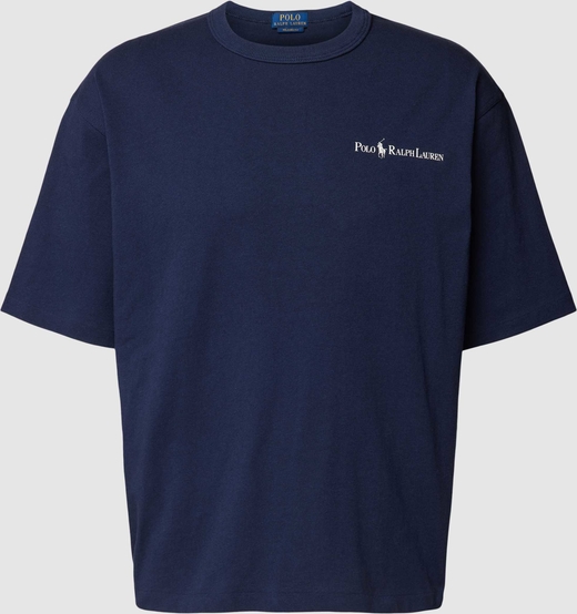 Granatowy t-shirt POLO RALPH LAUREN z bawełny z krótkim rękawem w stylu casual