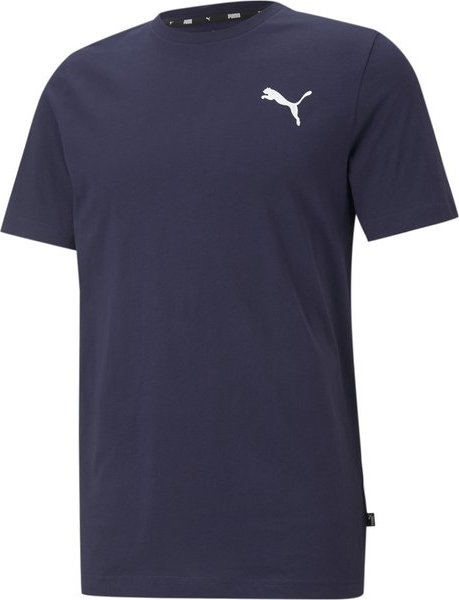 Granatowy t-shirt Puma z bawełny z krótkim rękawem w sportowym stylu