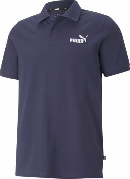 Granatowy t-shirt Puma z krótkim rękawem w stylu klasycznym z bawełny