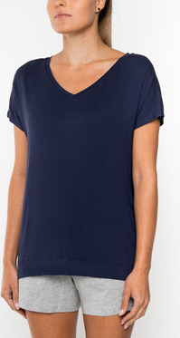Granatowy t-shirt Ralph Lauren z krótkim rękawem z okrągłym dekoltem