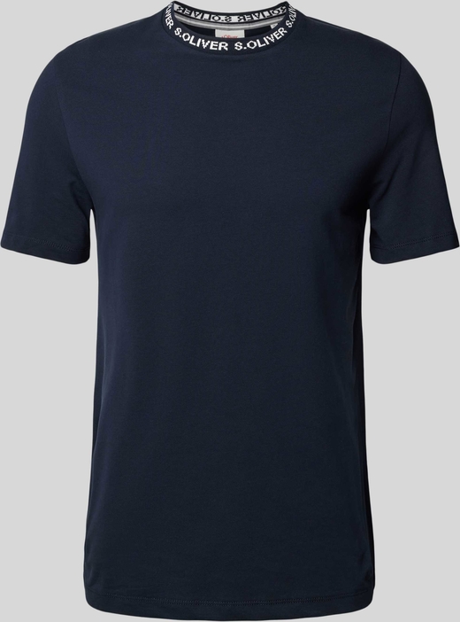 Granatowy t-shirt S.Oliver z bawełny z nadrukiem