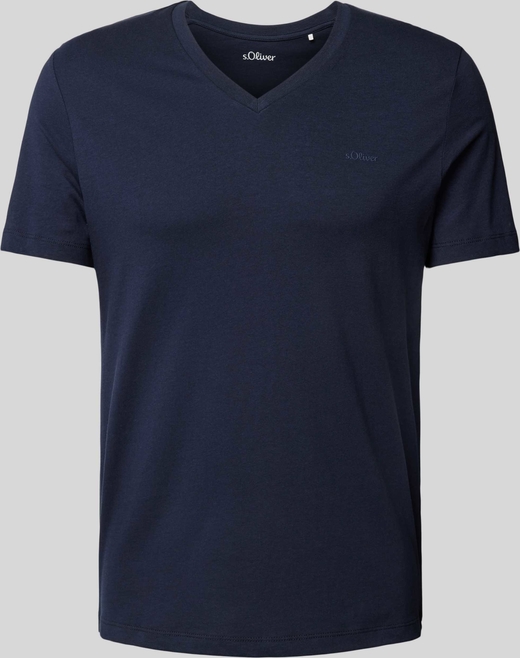 Granatowy t-shirt S.Oliver z krótkim rękawem z bawełny