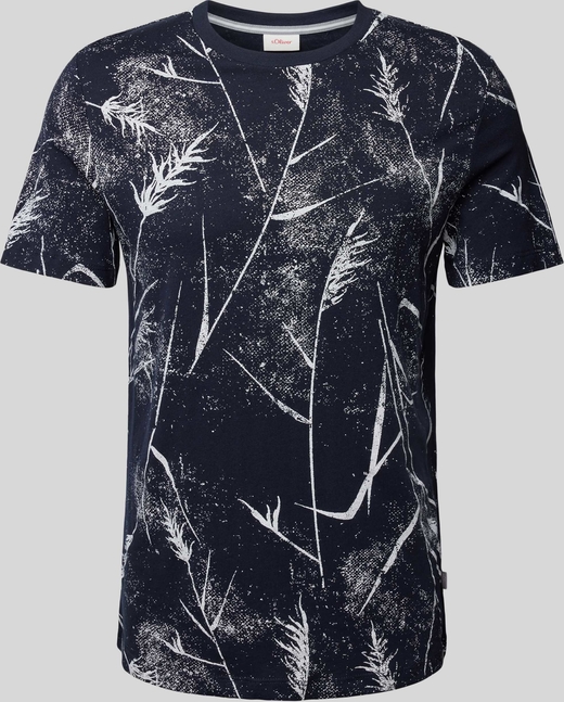 Granatowy t-shirt S.Oliver z krótkim rękawem z nadrukiem