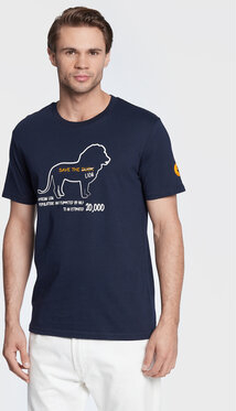 Granatowy t-shirt Save The Duck w młodzieżowym stylu z krótkim rękawem
