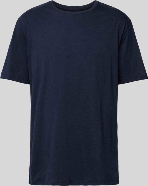 Granatowy t-shirt Schiesser z bawełny w stylu casual