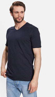 Granatowy t-shirt Sisley w stylu casual