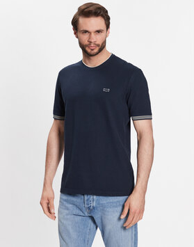 Granatowy t-shirt Sisley w stylu casual