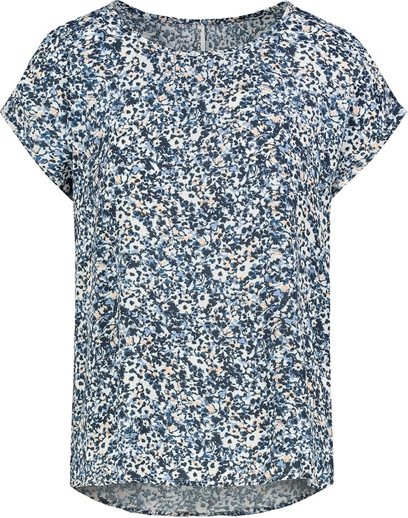 Granatowy t-shirt SUBLEVEL z krótkim rękawem w stylu casual z okrągłym dekoltem