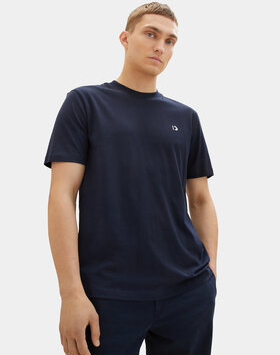 Granatowy t-shirt Tom Tailor Denim z krótkim rękawem w stylu casual