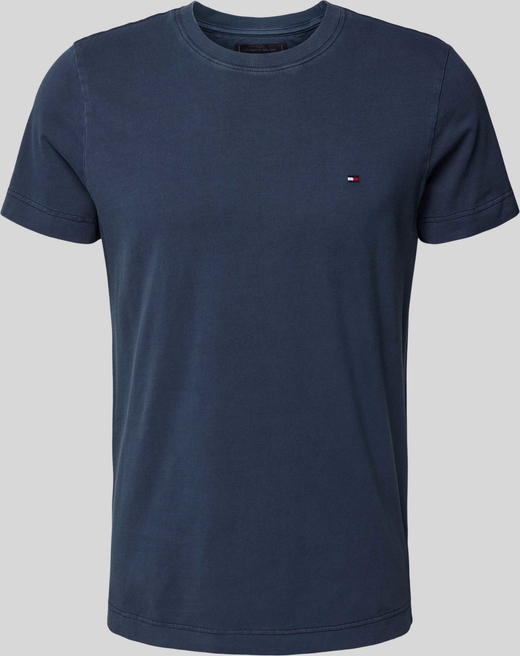 Granatowy t-shirt Tommy Hilfiger w stylu casual z bawełny