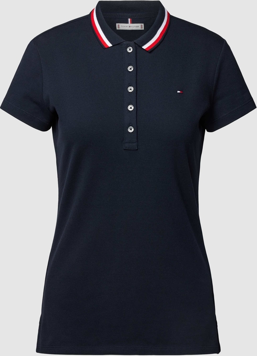 Granatowy t-shirt Tommy Hilfiger w stylu casual z bawełny z krótkim rękawem