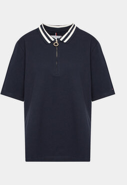 Granatowy t-shirt Tommy Hilfiger w stylu casual z krótkim rękawem