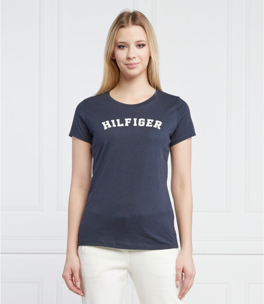 Granatowy t-shirt Tommy Hilfiger z krótkim rękawem