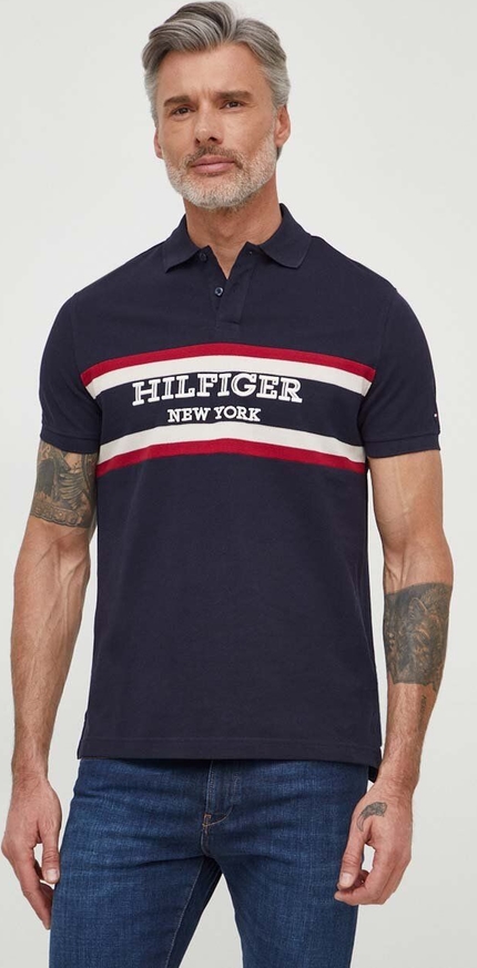 Granatowy t-shirt Tommy Hilfiger z krótkim rękawem