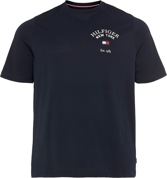 Granatowy t-shirt Tommy Hilfiger z krótkim rękawem w młodzieżowym stylu z bawełny