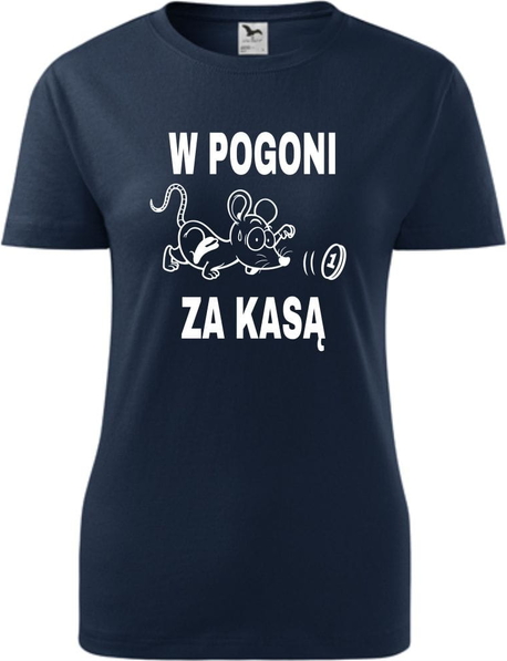 Granatowy t-shirt TopKoszulki.pl z okrągłym dekoltem w młodzieżowym stylu
