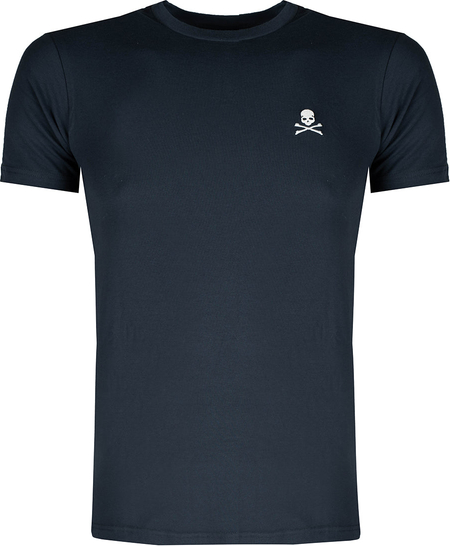 Granatowy t-shirt ubierzsie.com w stylu casual z tkaniny z krótkim rękawem