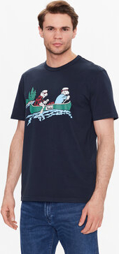 Granatowy t-shirt Woolrich w młodzieżowym stylu