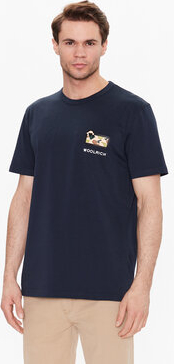 Granatowy t-shirt Woolrich w stylu casual